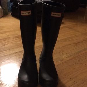 Matte Black Tall Hunter Rain Boots